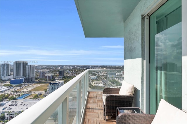 balcony with a view of city