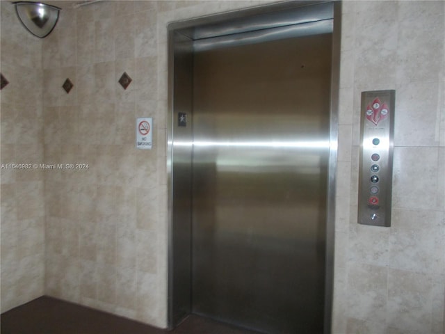 interior space with elevator