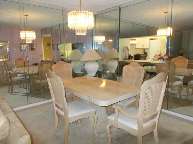 dining room featuring a notable chandelier