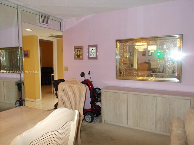 dining area with light carpet