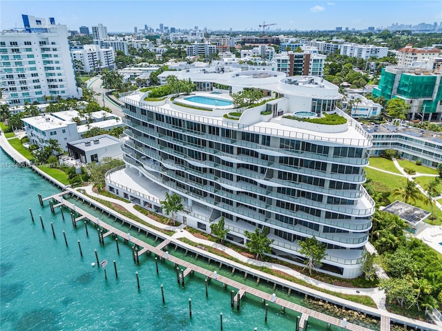 bird's eye view featuring a water view