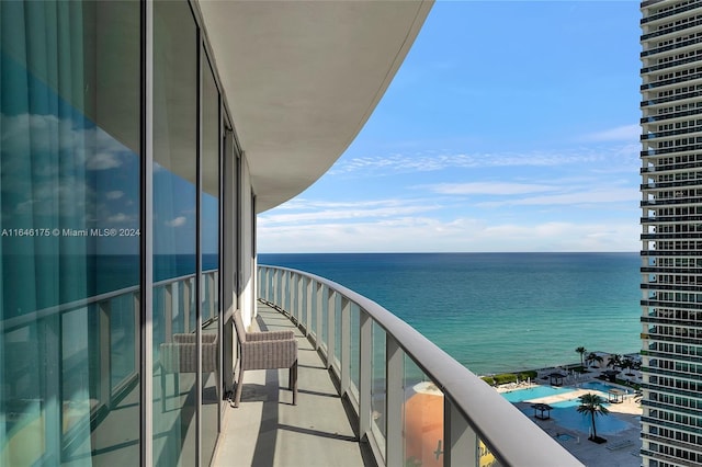 balcony with a water view