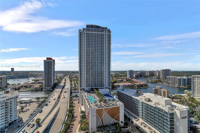 city view with a water view