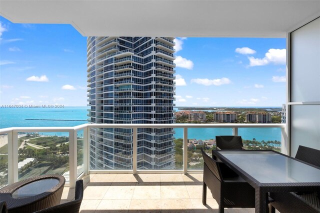 balcony with a water view