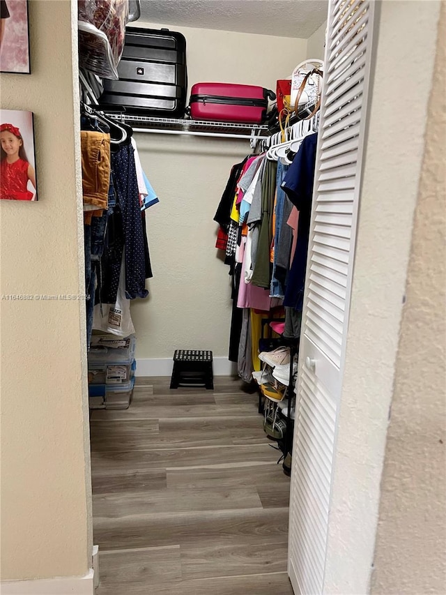 spacious closet with wood finished floors