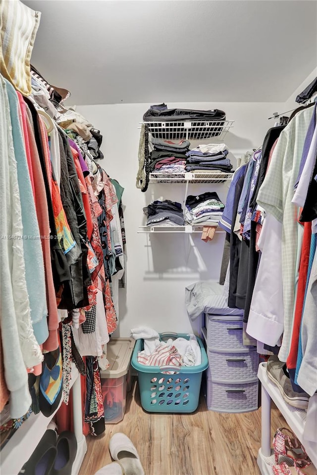 walk in closet featuring light wood-type flooring