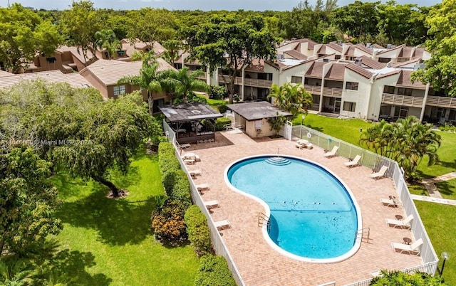 view of pool with a gazebo