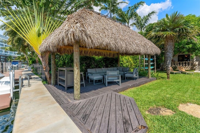 view of community with a gazebo and a yard