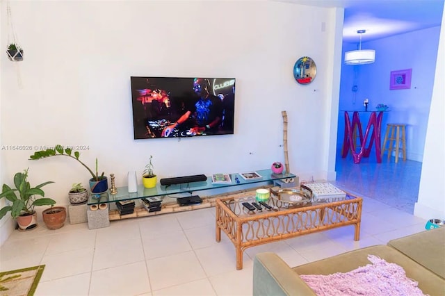 view of tiled living room