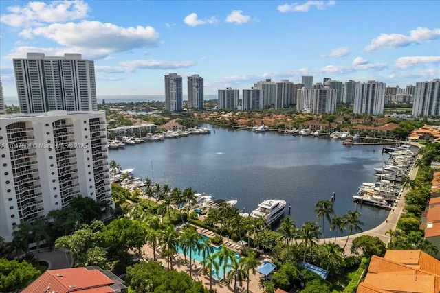 3598 Yacht Club Dr Unit 302, Aventura, FL 33180 - view of urban area with a nearby body of water and numerous boat docks