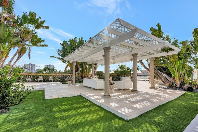 3598 Yacht Club Dr Unit 302, Aventura, FL 33180 - view of patio / terrace featuring a pergola