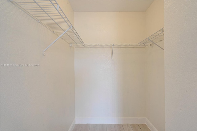 walk in closet featuring light hardwood / wood-style flooring