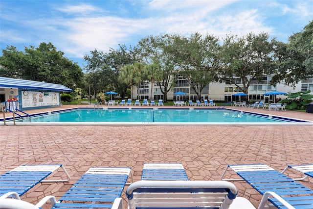 view of pool with a patio area