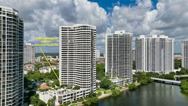 exterior space with a water view