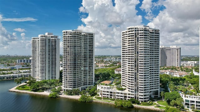 view of building exterior featuring a water view