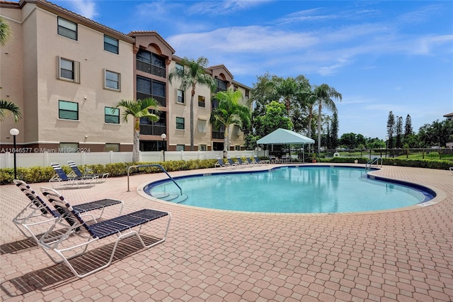 view of pool featuring a patio area