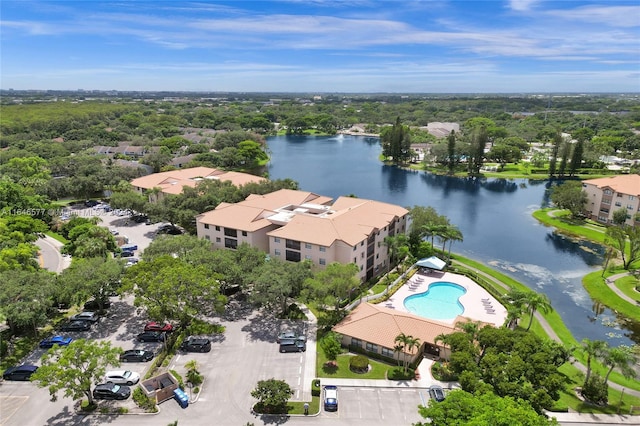 bird's eye view featuring a water view