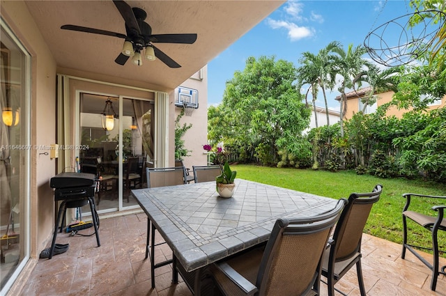 view of patio / terrace featuring ceiling fan