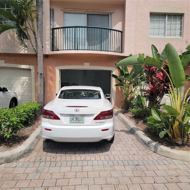 exterior space featuring a garage