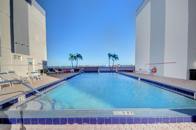 view of pool featuring a patio area