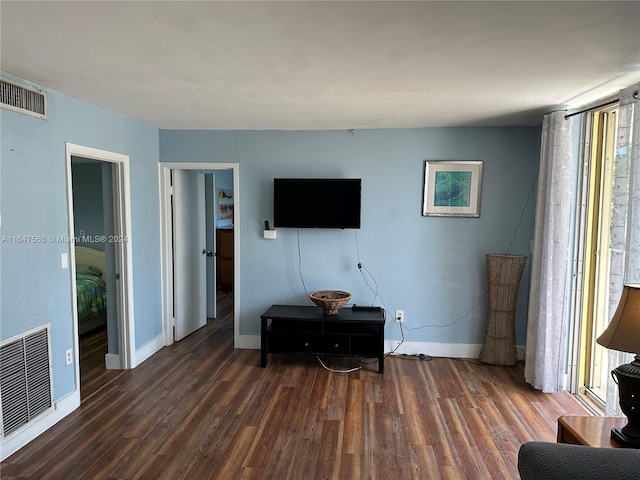 living room with hardwood / wood-style flooring