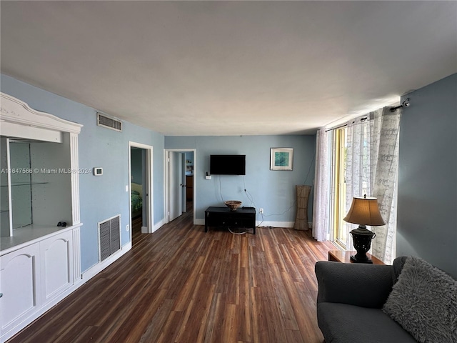 living room with hardwood / wood-style floors