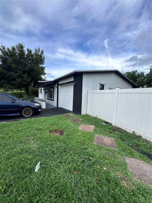 exterior space featuring a garage