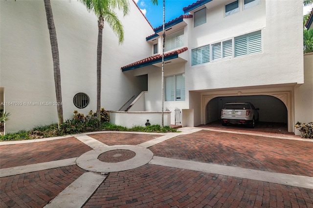 view of property featuring a garage