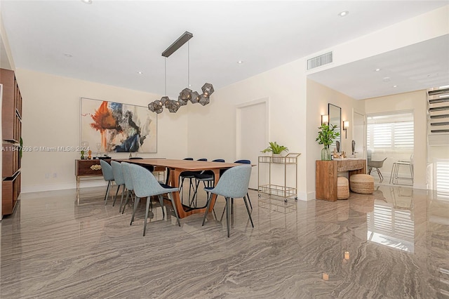 view of tiled dining room