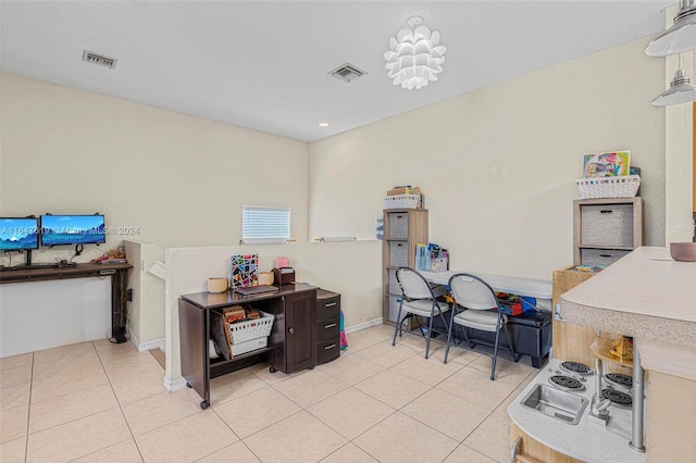 interior space featuring visible vents and tile patterned floors