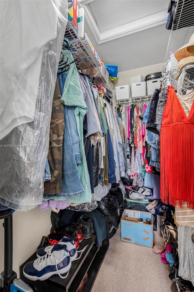 spacious closet with carpet flooring