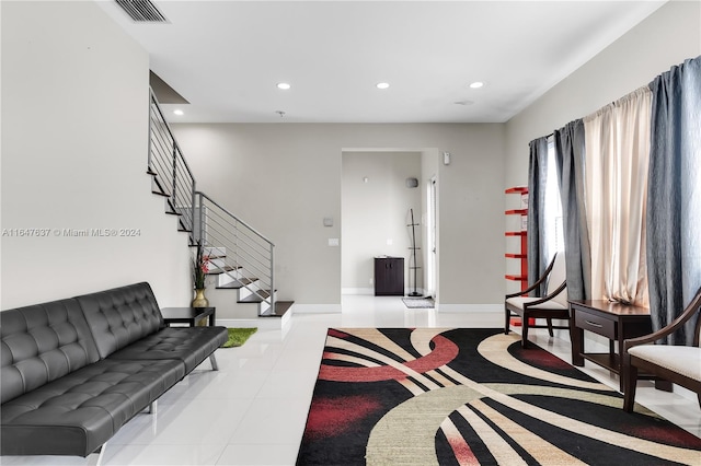 view of tiled living room