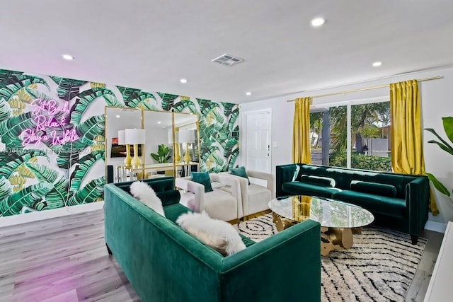 living room featuring light hardwood / wood-style floors