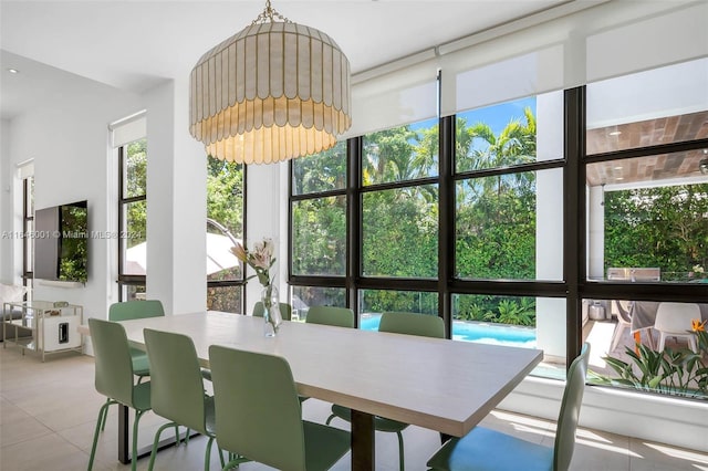 view of tiled dining room