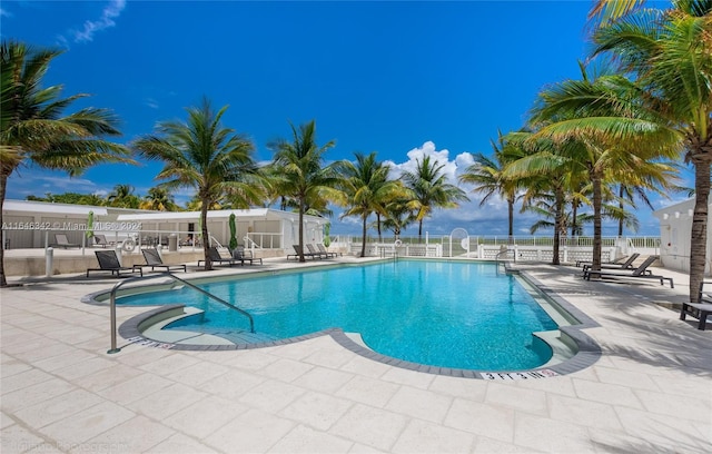 view of pool featuring a patio