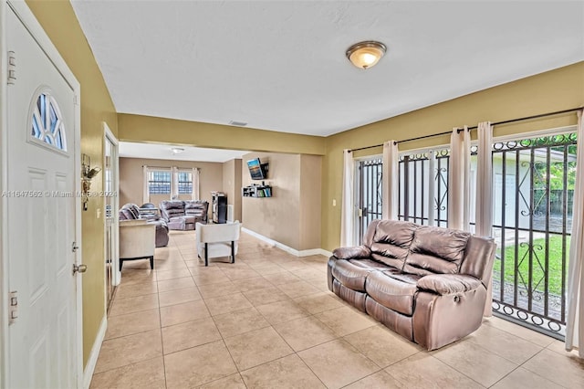 view of tiled living room