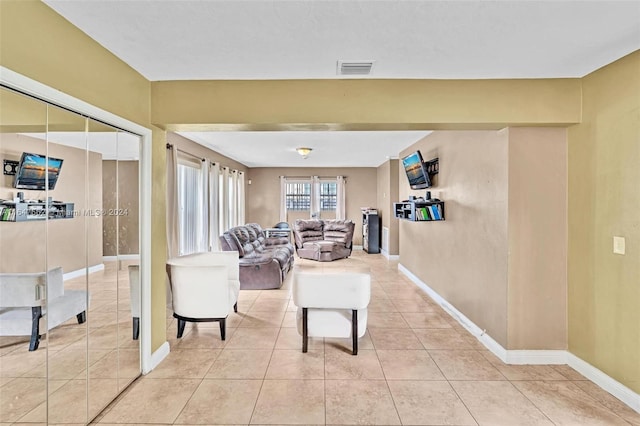 view of tiled living room