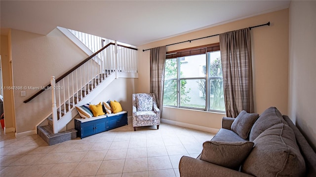 view of tiled living room