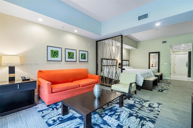 living room featuring carpet floors