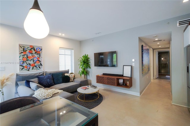 living room with carpet flooring