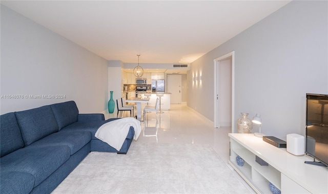 view of tiled living room