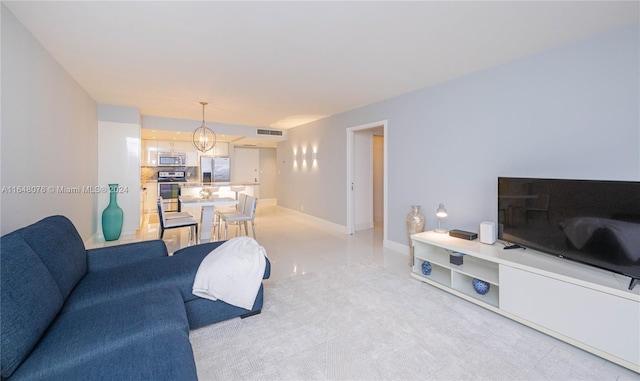 living room with carpet floors