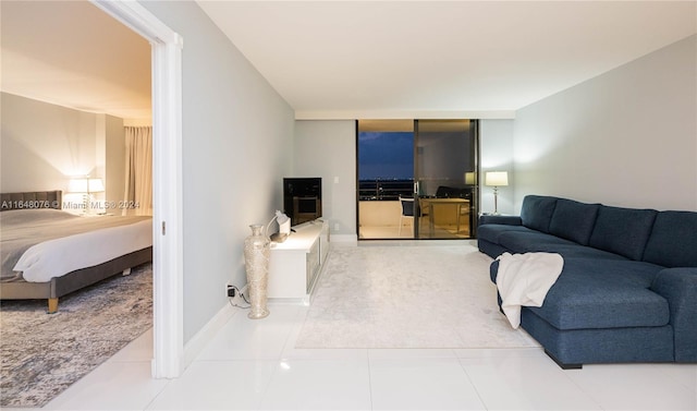 living room featuring tile patterned floors