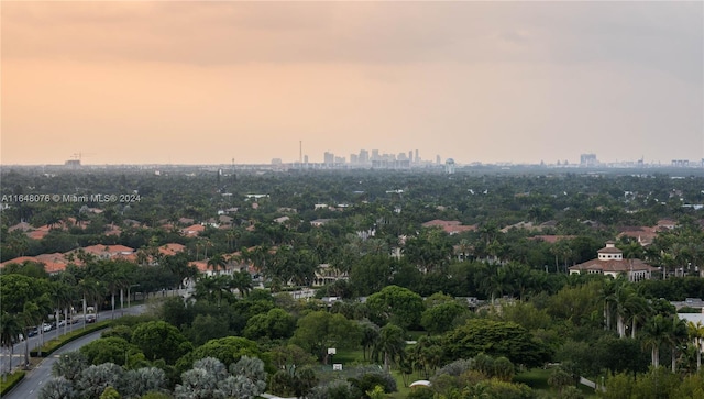 view of aerial view at dusk