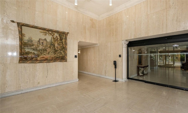 600 Three Islands Blvd Unit 1501, Hallandale Beach, FL 33009 - lobby with crown molding and a high ceiling