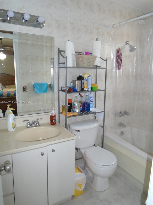 158 NW 18th Ct, Miami, FL 33125 - full bath featuring tile patterned floors, vanity, and shower / bath combo with shower curtain