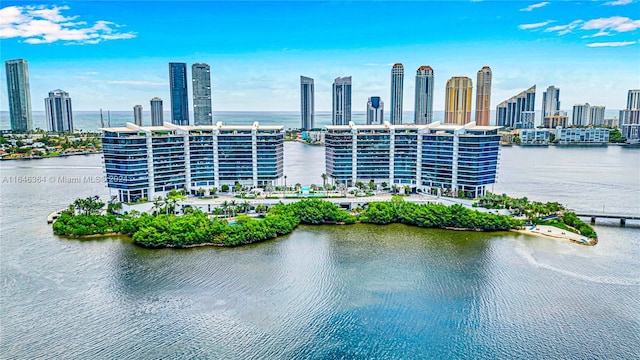 property's view of city with a water view