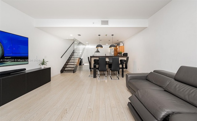 living room featuring light hardwood / wood-style flooring