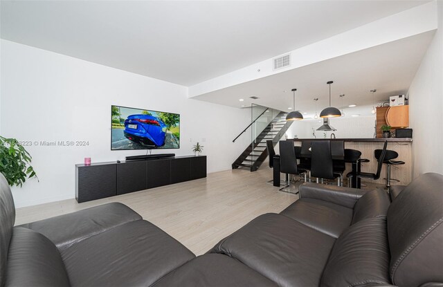 living room featuring light hardwood / wood-style flooring