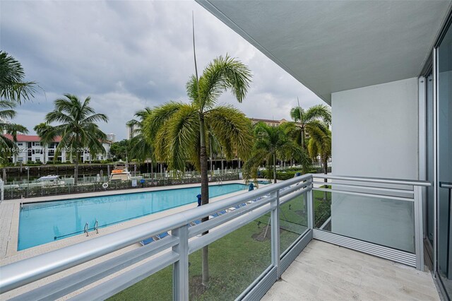 balcony with a community pool